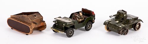 Arnold tin lithograph wind-up US military Jeep, etc.