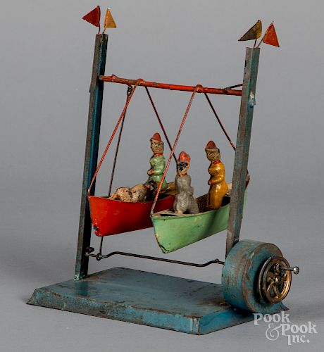 Painted tin boat swing steam toy accessory