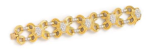 An 18 Karat Yellow Gold, Platinum and Diamond Bracelet, Montreaux, 58.90 dwts.