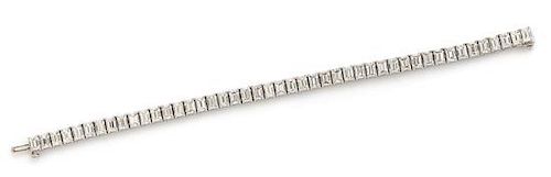 A Platinum and Diamond Line Bracelet, 21.60 dwts.