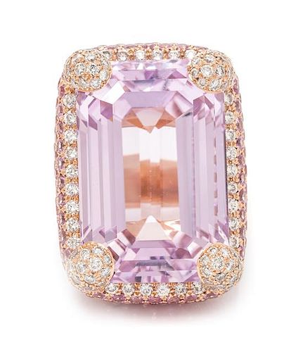 An 18 Karat Rose Gold, Kunzite, Pink Sapphire and Diamond Ring, Michele della Valle, 25.60 dwts.