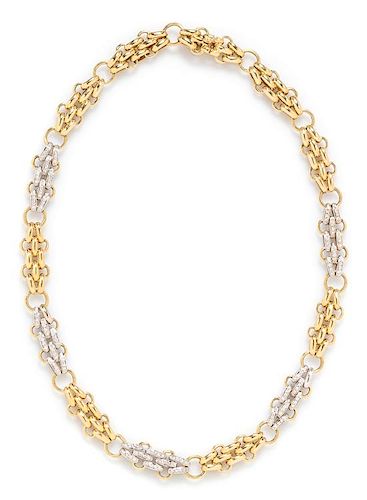 An 18 Karat Bicolor Gold and Diamond Necklace, Tiffany & Co., Italy, 45.85 dwts.