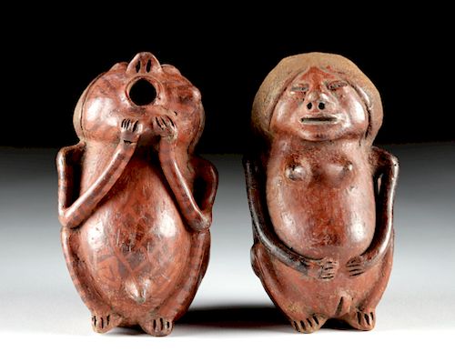 Matched Pair of Narino Pottery Figures - Man & Woman