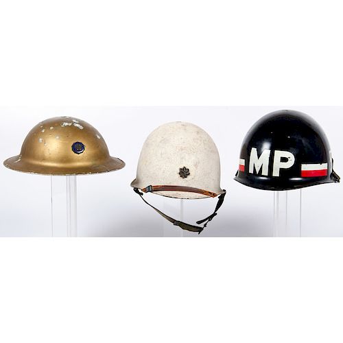 Lot of Two M1 Helmets and American Legion Color Guard Helmet 