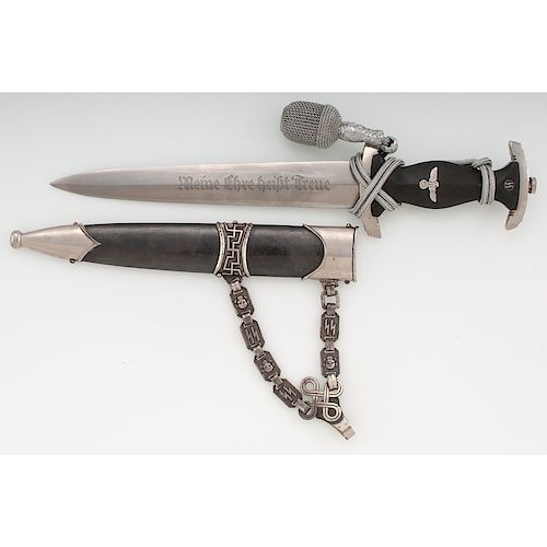 Cased Reproduction SS Dagger with Chain Scabbard from the Estate of Art Gerber, Tell City, Indiana
