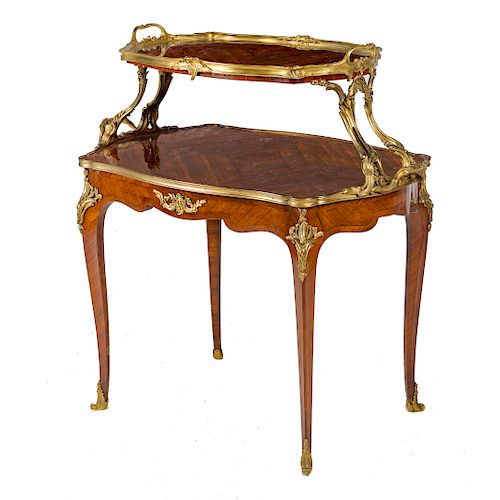 P. Sormani bronze mounted & king wood Table à Thé