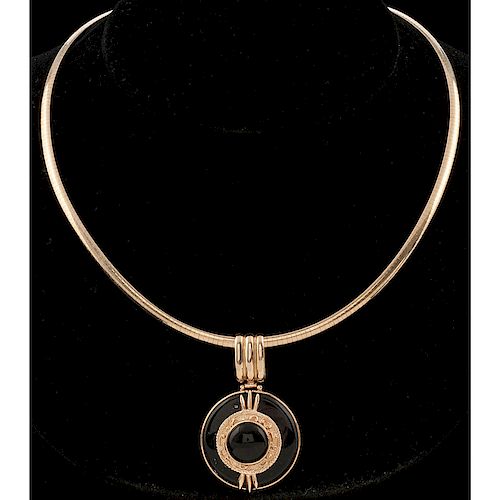 14k Gold Reversible Omega with Pendant