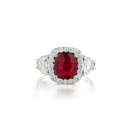 A 3.00-Carat No Heat Ruby and Diamond Ring