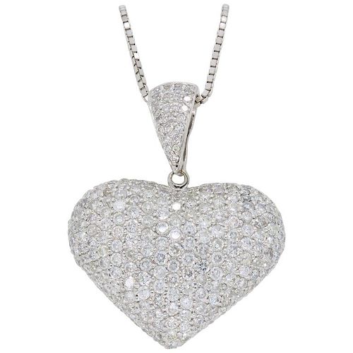 Estate 6 Carat Diamond Heart Shaped Pendant Necklace