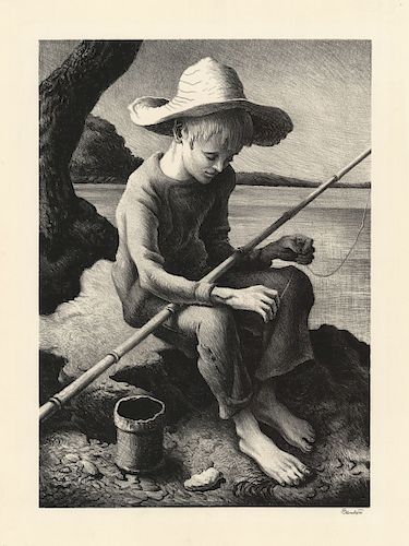 Thomas Hart Benton - The Little Fisherman - Original, Signed Lithograph