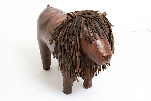 Omersa Abercrombie & Fitch Leather Lion Footstool