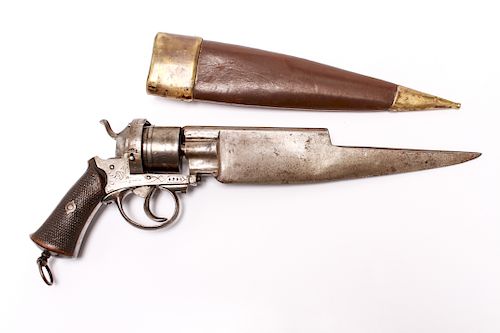 Rare "Dumonthier" Six Shot Knife Pinfire Revolver