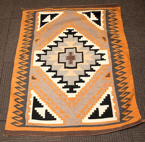 Navajo Woven Wool Blanket, Vintage 44" x 36"