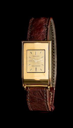 An 18 Karat Yellow Gold Wristwatch, Schlumberger for Tiffany & Co.,