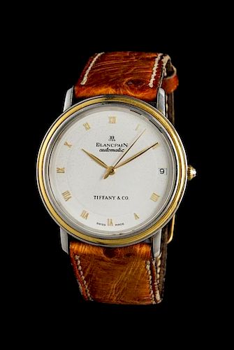 A Stainless Steel and Yellow Gold No. 1200 Wristwatch, Blancpain for Tiffany & Co.,