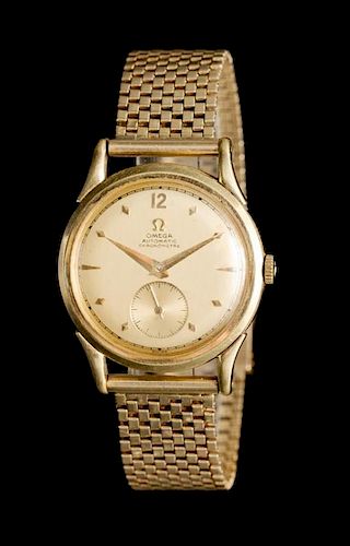 An 18 Karat Yellow Gold Chronometre Wristwatch, Omega, Circa 1950,