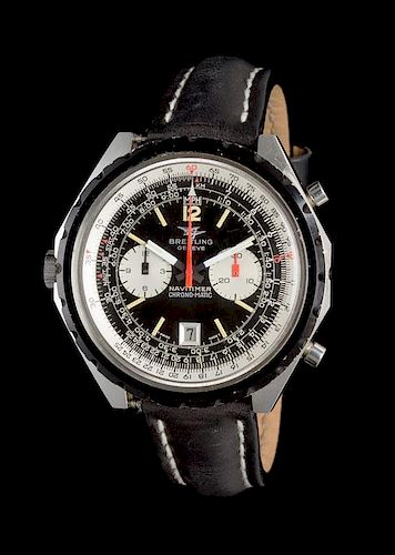 A Left-Handed Stainless Steel Ref. 1806 Chron-Matic Navitimer Wristwatch, Breitling, Circa 1975,
