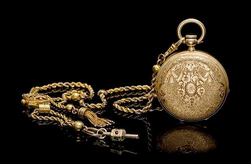 An 18 Karat Yellow Gold Hunter Case Keywound Pocket Watch, Ormond,