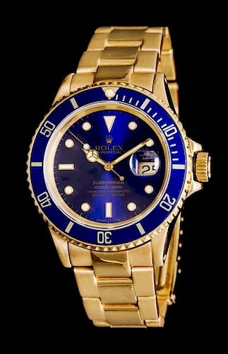 An 18 Karat Yellow Gold Ref. 16618 Submariner Wristwatch, Rolex,