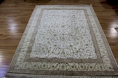 Vintage and Finely Hand Woven Silk Carpet.