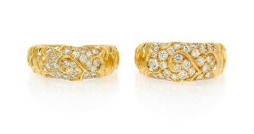 A Pair of Yellow Gold and Diamond Rings, Marina B., 6.24 dwts.