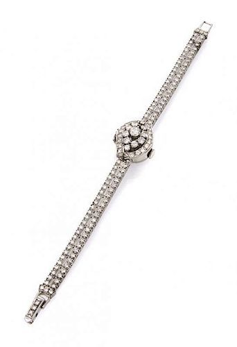A Platinum and Diamond Surprise Wristwatch, Glycine, 16.40 dwts.