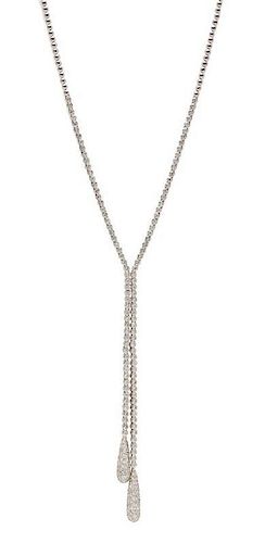 An 18 Karat White Gold and Diamond Lariat Necklace, 15.70 dwts.