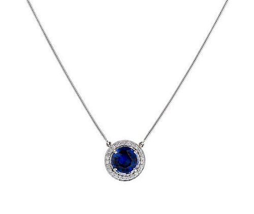 A Platinum, Sapphire and Diamond Necklace, 5.60 dwts.