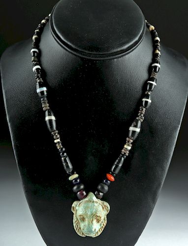 Egyptian Necklace / Faience Sekhmet Pendant ex-Sothebys