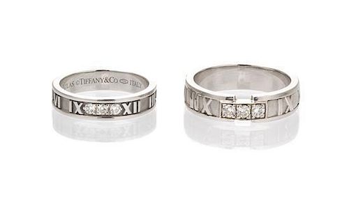 A Pair of 18 Karat White Gold and Diamond Atlas Rings, Tiffany & Co., 8.00 dwts.