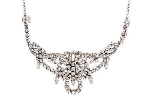 A White Gold and Diamond Necklace, 6.70 dwts.