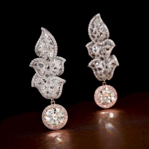 A Pair of Old European-Cut Diamond Earrings