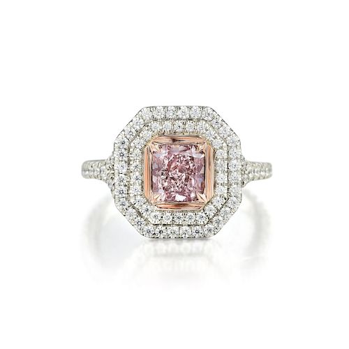 A Platinum 1.00-Carat Fancy Purple-Pink Diamond Ring