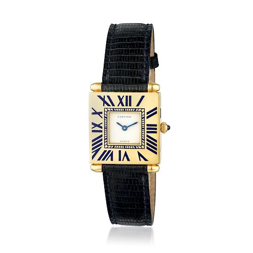 Cartier Quadrant Enamel Gold Watch