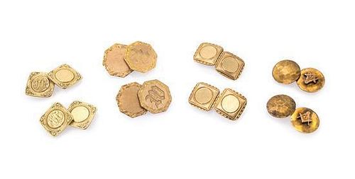 A Collection of Antique 10 Karat Yellow Gold Cufflinks, 15.70 dwts.