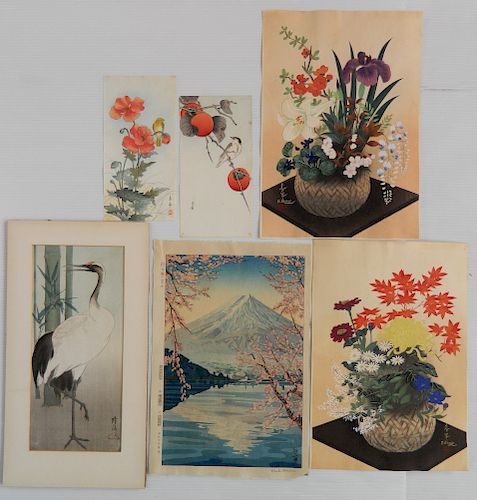 6 Japanese woodblocks in color