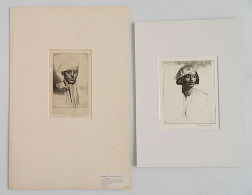 Gerald L. Brockhurst 2 etchings