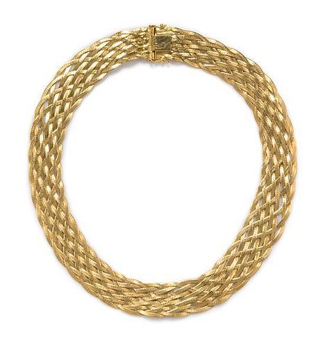 A 22 Karat Yellow Gold Woven Chain Necklace, 44.00 dwts.