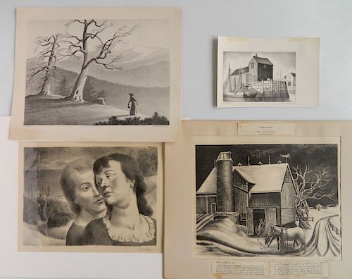 4 American lithographs