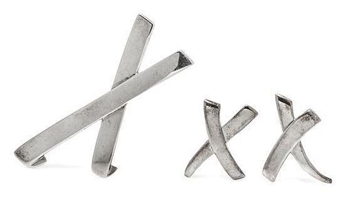 * A Sterling Silver "X" Demi Parure, Paloma Picasso for Tiffany & Co., Circa 1985, 15.00 dwts.