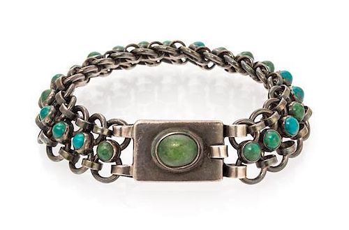 A Silver and Turquoise Bracelet, Hector Aguilar, 32.30 dwts.
