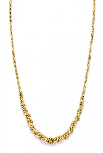 An 18 Karat Yellow Gold Woven Mesh Necklace, 32.00 dwts.