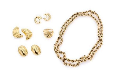 A Collection of Yellow Gold Jewelry, 33.70 dwts.