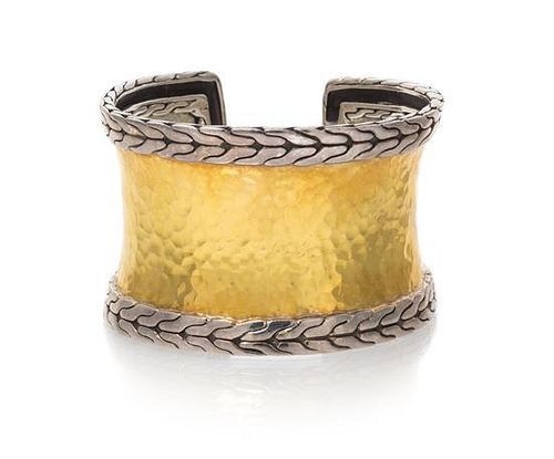 A Sterling Silver and 22 Karat Yellow Gold Palu Cuff Bracelet, John Hardy, 45.60 dwts.