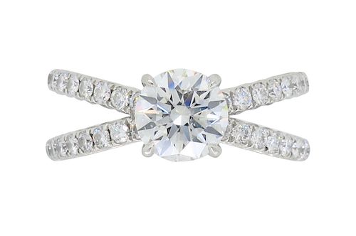 David Yurman Crossover Style Platinum Diamond Engagement Ring