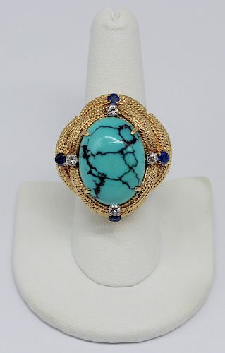 JEWELRY. 14kt Gold, Turquoise, Diamond, and