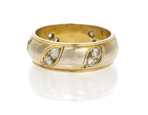 A 14 Karat Yellow Gold and Diamond Ring, 4.20 dwts.