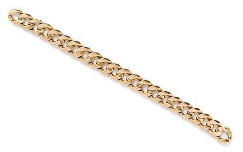 A Yellow Gold Curb Link Bracelet, 56.40 dwts.