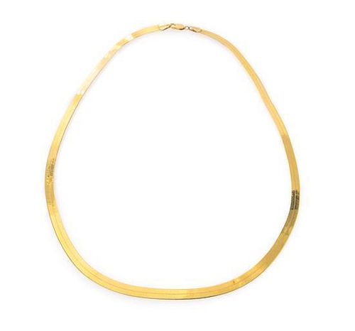 A 14 Karat Yellow Gold Herringbone Chain Necklace, 6.80 dwts.