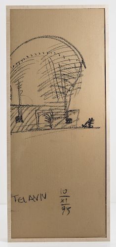 M. Botta, Charcoal drawing of the Tel Aviv Synagogue, 1995